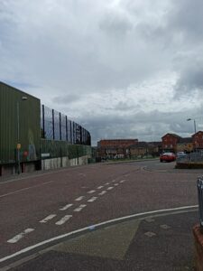 The peace wall that seperates the neighbourhoods